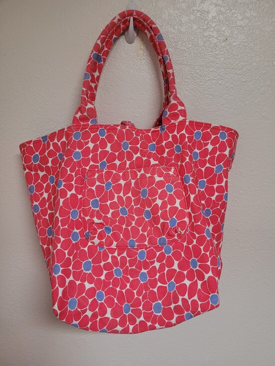 Boden Handbags - Boden Floral Canvas Tote Bag in Red with Blue Accents
